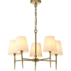 5 Light Antique Brass Chandelier with Fabric Shades
