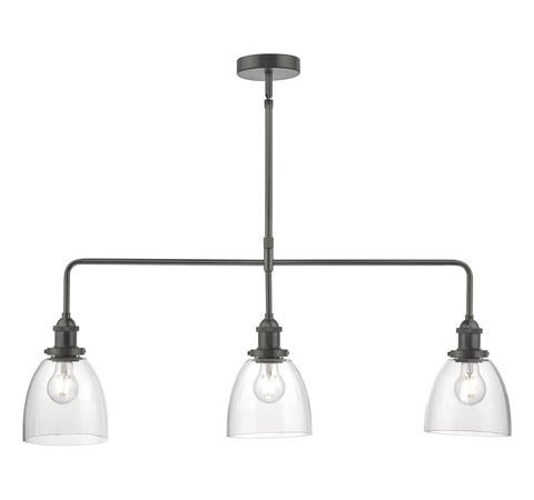 Arvin 3lt Bar Pendant - Antique Chrome & Glass