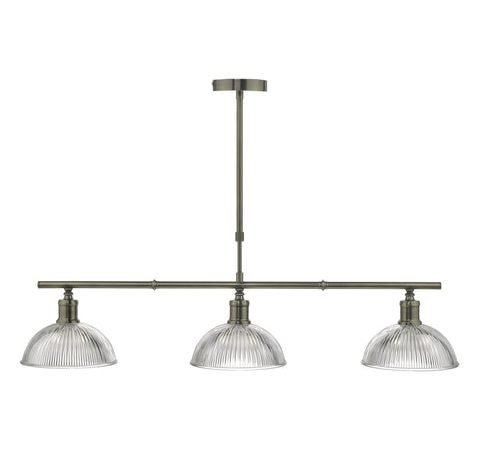 Dara 3lt Bar Pendant Antique Brass & Glass