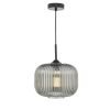 Demarius 1 Light Pendant Black and Smoked Glass