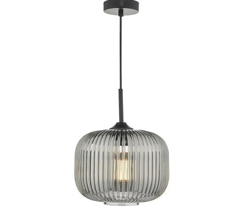 Demarius 1 Light Pendant Black and Smoked Glass
