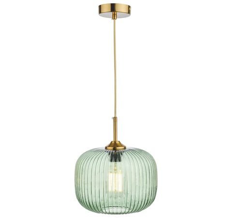 Demarius 1 Light Pendant Green Glass Bronze Detail