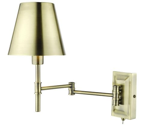 Kensington 1 Light Swing Arm Wall Light - Antique Brass