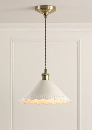 Laura Ashley Daws Pendant White Ceramic and Antique Brass