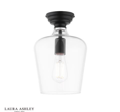 Laura Ashley Ockley Semi-Flush Matt Black and Glass