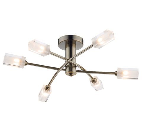 Morgan 6 Light Semi Flush - Antique Brass