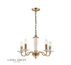 Laura Ashley Carson 5lt Chandelier Cut Glass & Antique Brass