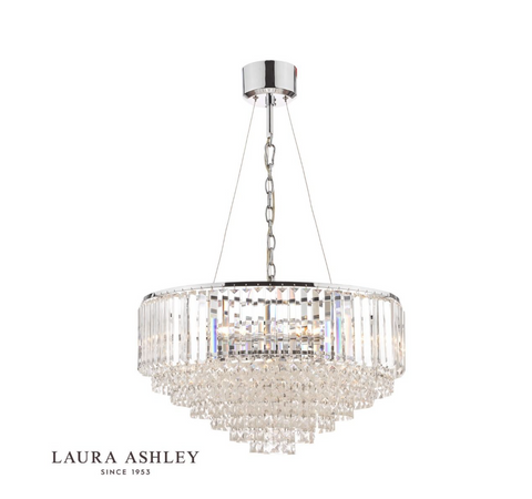 Laura Ashley Vienna 9lt Chandelier Crystal & Polished Chrome