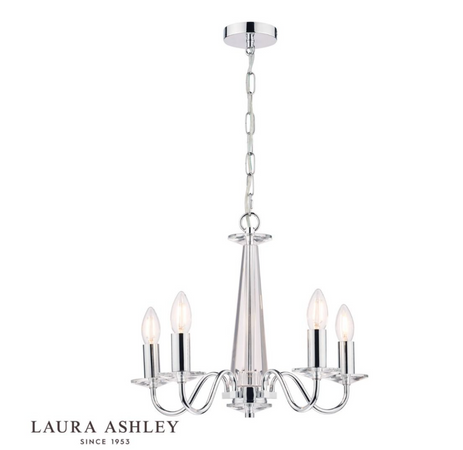 Laura Ashley Blake Cut Glass & Polished Chrome 5 Light Chandelier