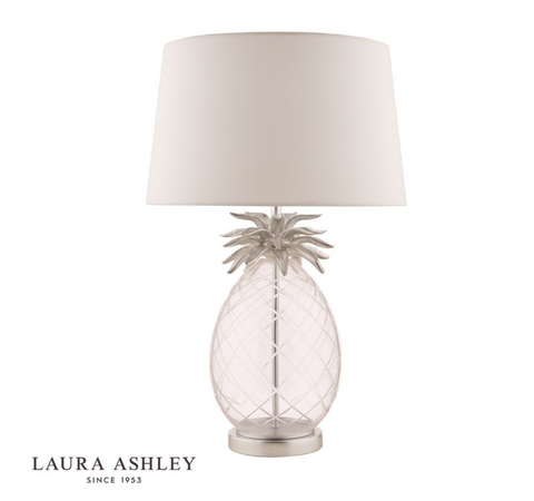 Laura Ashley Pineapple Table Lamp Clear Cut Glass & Polished Chrome With Shade