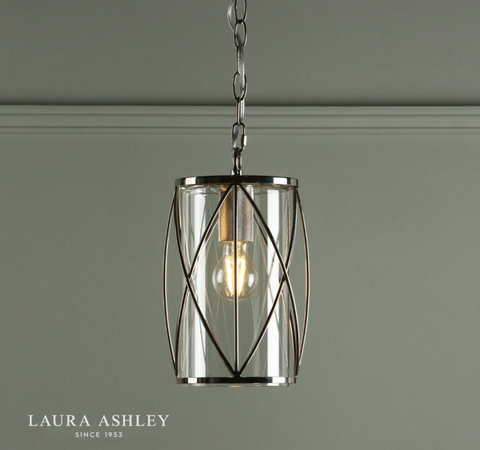 Laura Ashley Beckworth Lantern Polished Nickel Glass