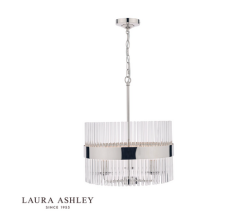Laura Ashley Alexa 3lt Pendant Polished Nickel Glass Rods