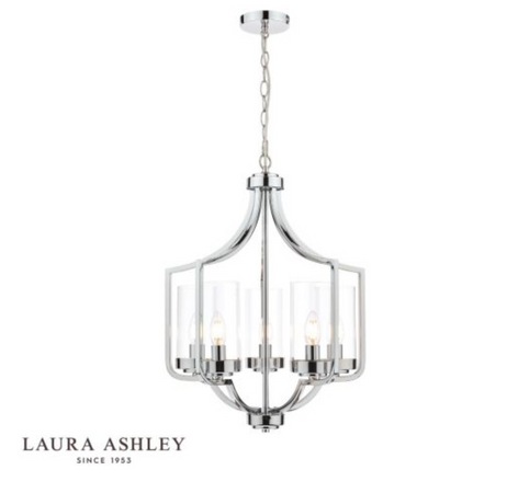 Laura Ashley Joseph 5lt Chandelier Polished Chrome Glass