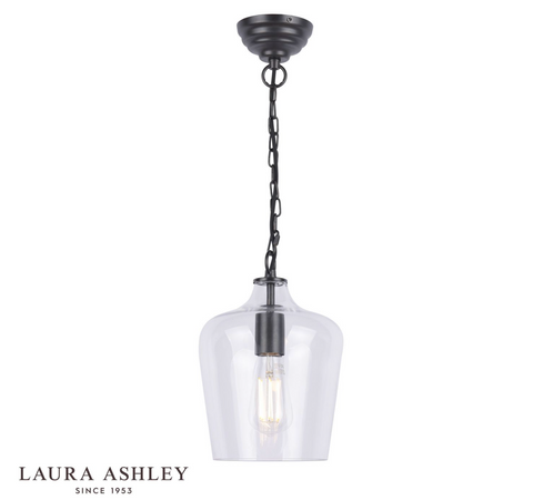 Laura Ashley Ockley Bottle Pendant Glass & Matt Black