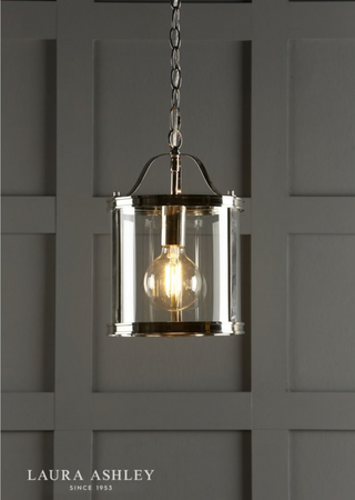 Laura Ashley Harrington Lantern Polished Nickel Glass