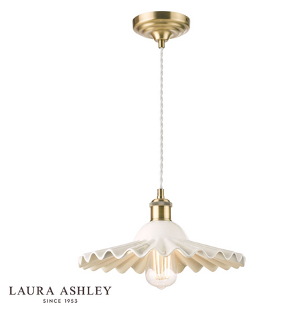 Laura Ashley Beca Large Pendant White Ceramic Antique Brass