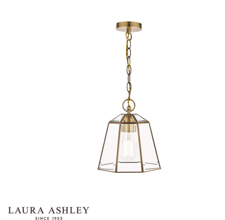 Laura Ashley Clayton Pendant Antique Brass Glass