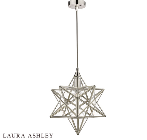 Laura Ashley Small Star Pendant Polished Silver Glass