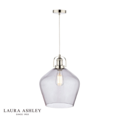 Laura Ashley Rye Pendant Polished Nickel Smoked Glass