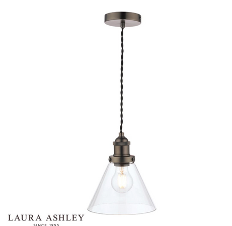 Laura Ashley Isaac Pendant Industrial Nickel Glass