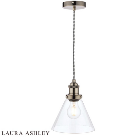Laura Ashley Isaac Pendant Satin Nickel Glass