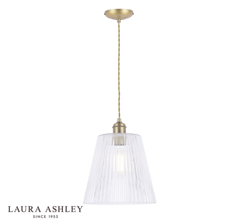 Laura Ashley Callaghan Grand Pendant Antique Brass & Ribbed Glass