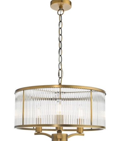 Evelyn 3 Light Pendant Antique Bronze and Glass