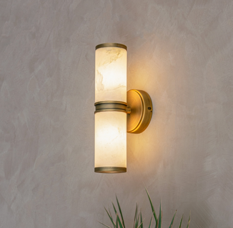 Eloise Alabaster Wall Lamp – Antique Brass Wall Light