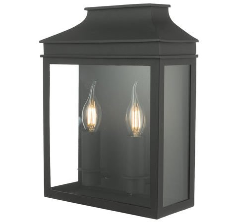 Vapour 2Lt Coach Lantern Wall Light - Black