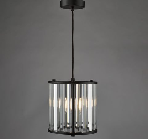 Kiran Pendant Satin Black and Crystal