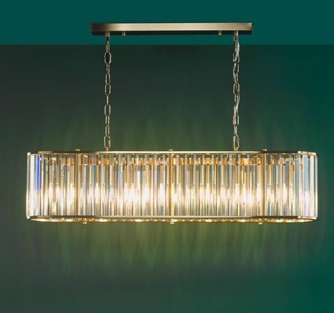 Kiran 7 Light Bar Pendant Natural Brass and Crystal