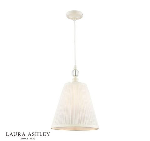 Laura Ashley Ellis Pendant Satin Cream and Crystal With Shade