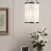 Laura Ashley Sutton Pendant Matt Antique Brass and Ribbed Glass