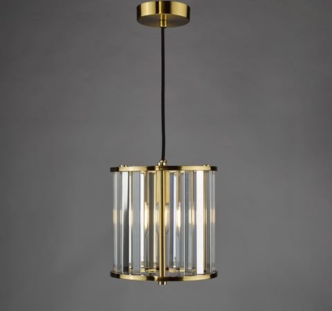 Kiran Pendant Natural Brass and Crystal