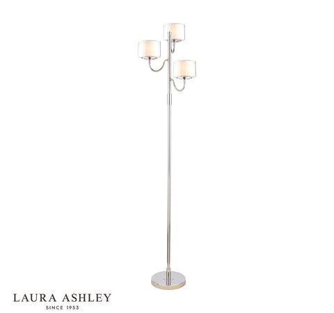 Laura Ashley Southwell 3 Light Floor Lamp Polished Nickel and Opal Glass