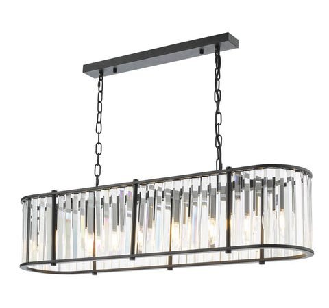 Kiran 7 Light Bar Pendant Satin Black and Crystal